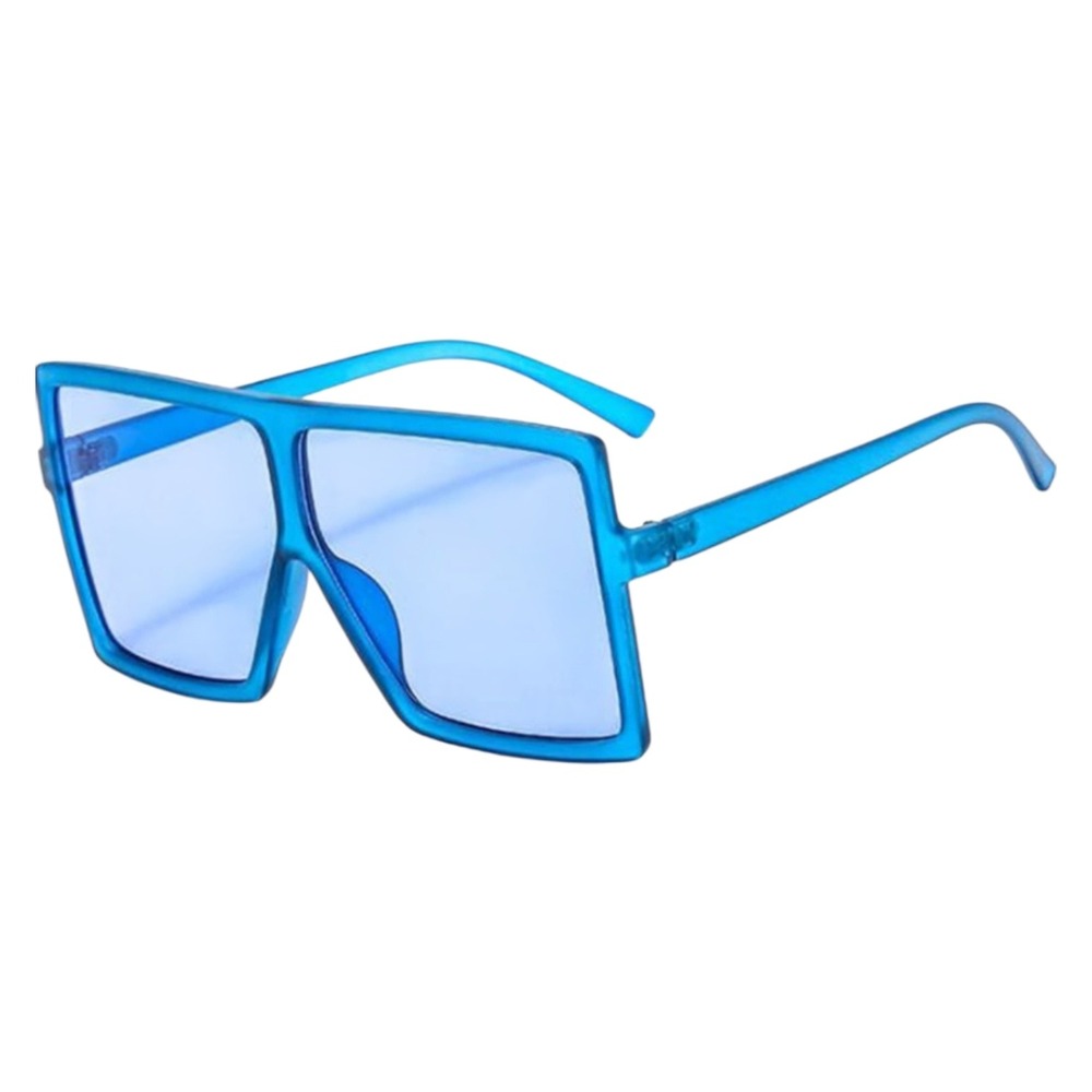 Oversized Square Sunglasses Women OS Blue New Flat Top Tinted Lens